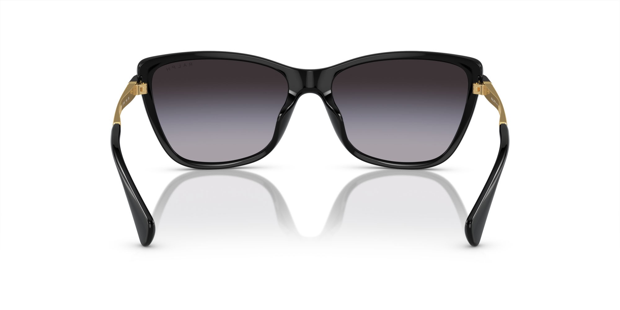 Sunglasses Ralph RA 5308U (50018G) color nero lucido shape cat eye lenses grigio sfumato