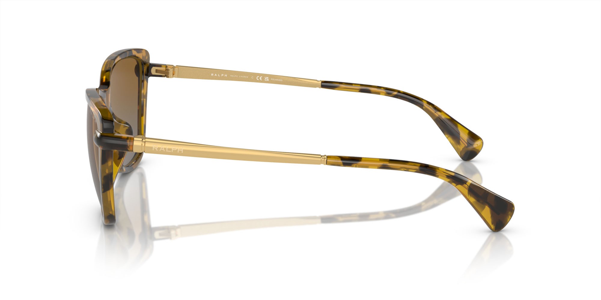 Sunglasses Ralph RA 5308U (5836T5) color havana giallo shape cat eye lenses polar marrone sfumata