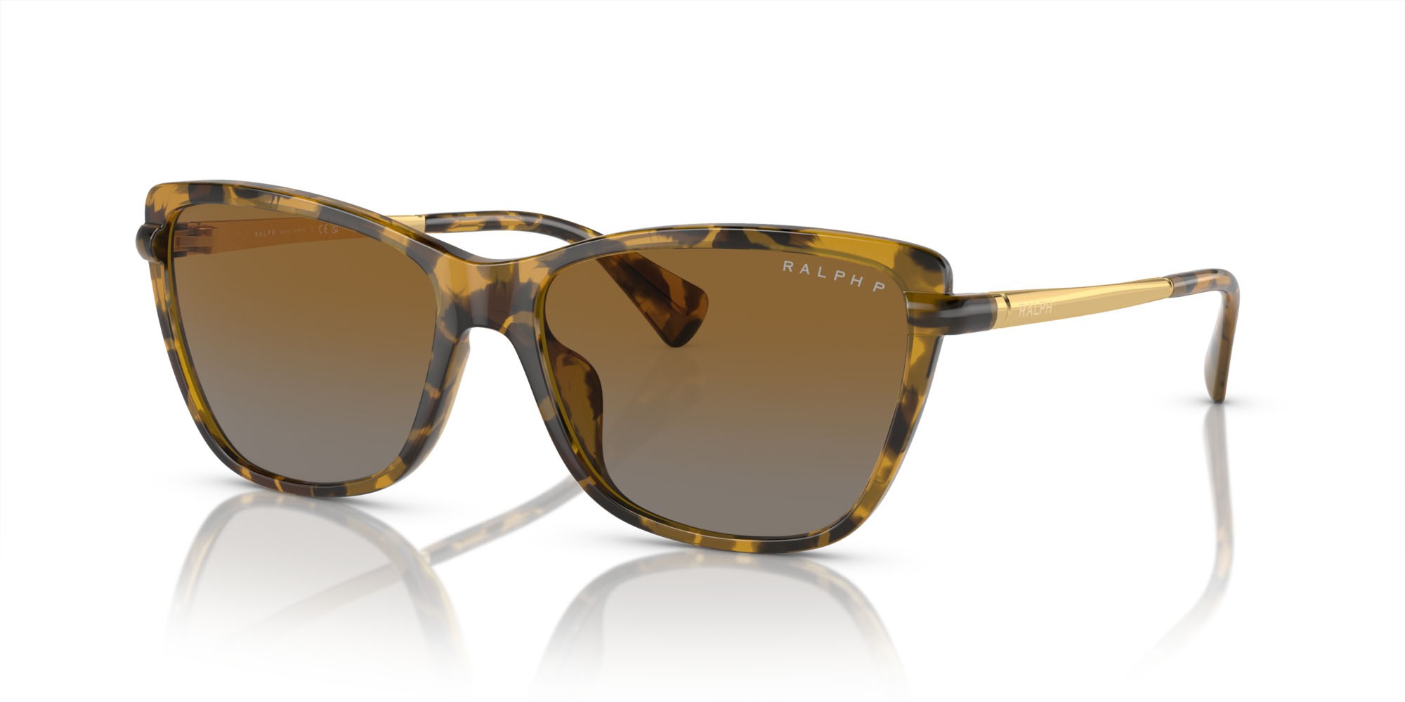 Sunglasses Ralph RA 5308U (5836T5) color havana giallo shape cat eye lenses polar marrone sfumata