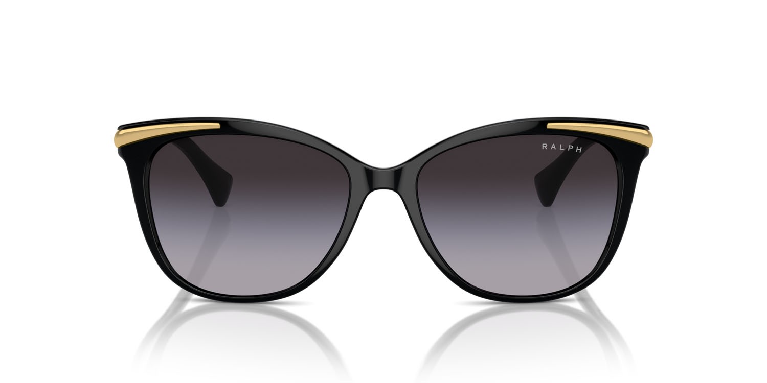 Sunglasses Ralph RA 5309U (50018G) color nero lucido shape square lenses grigio sfumato