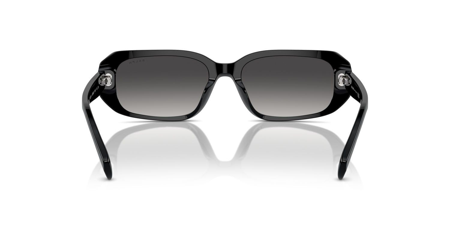 Sunglasses Ralph RA 5311U (50018G) color nero lucido shape oval lenses grigio sfumato
