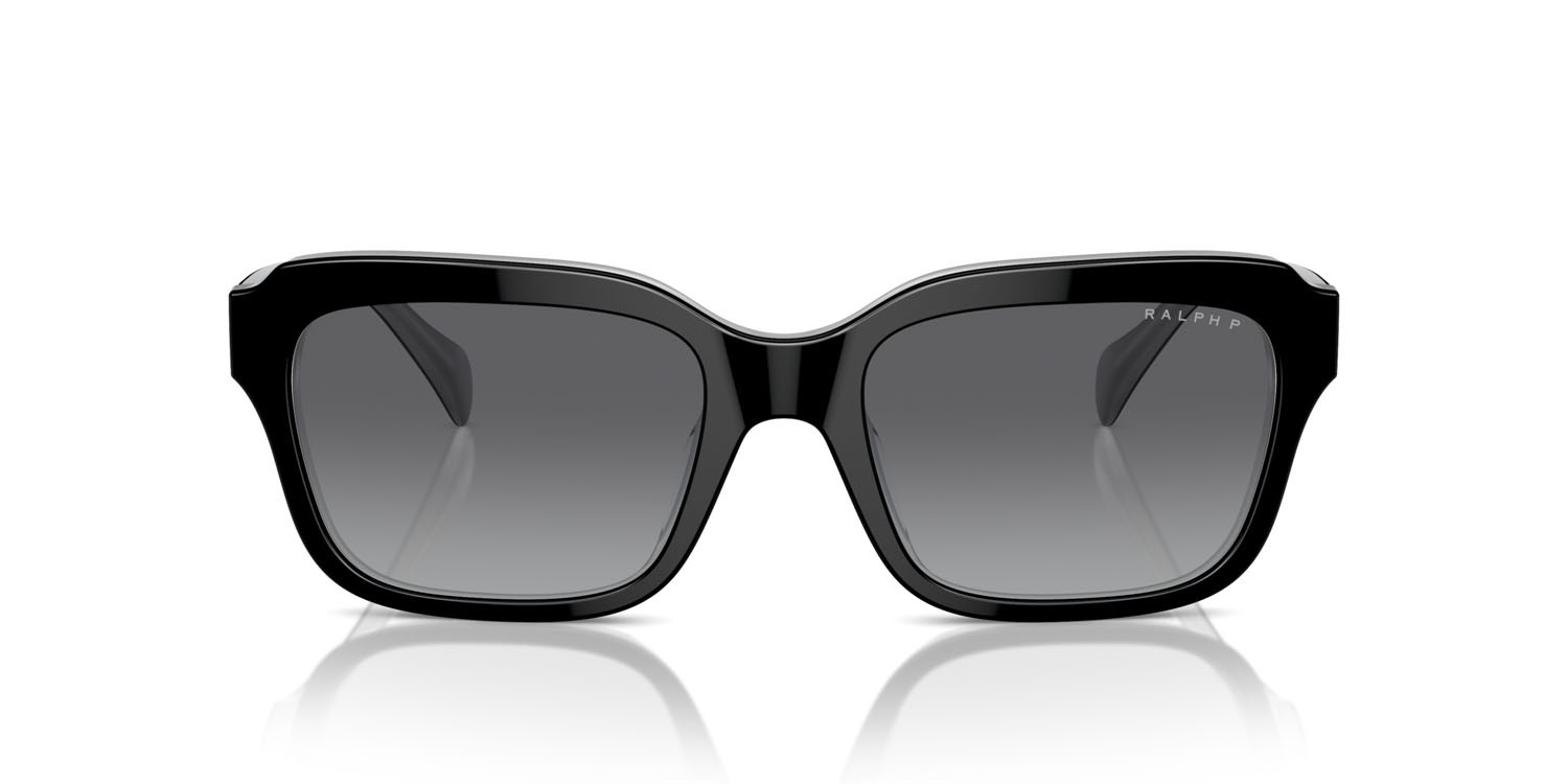 Sonnenbrillen Ralph RA 5312U (6066T3) farbe shiny black on opal grey form rechteckig gläser polar grigia sfumata