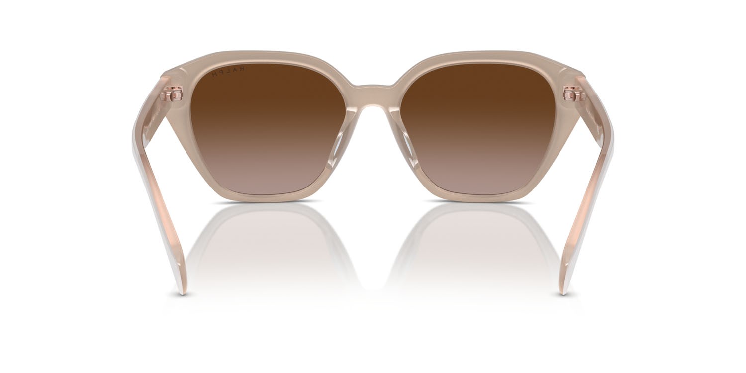 Sunglasses Ralph RA 5315U (606313) color shiny beige on milky beige shape cat eye lenses marrone sfumato