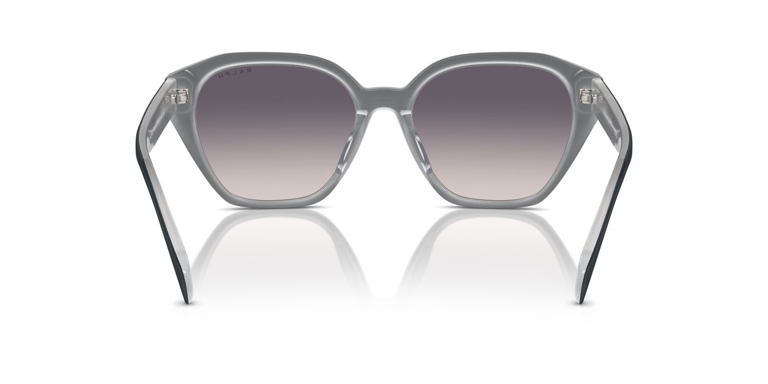 Sunglasses Ralph RA 5315U (606636) color shiny black on opal grey shape cat eye lenses rosa sfumato grigio scuro