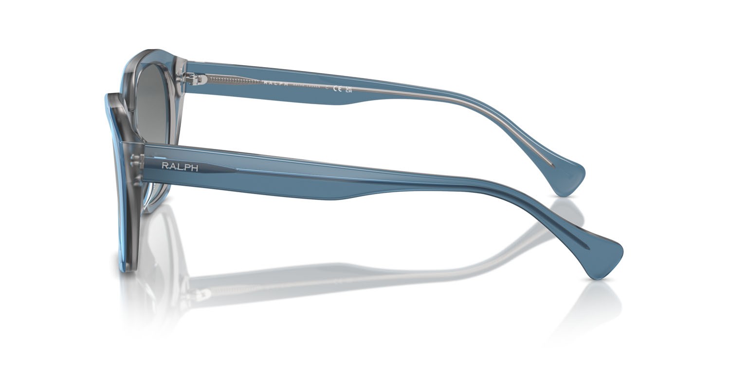 Sunglasses Ralph RA 5315U (606811) color shiny blue on milky grey shape cat eye lenses grigio sfumato