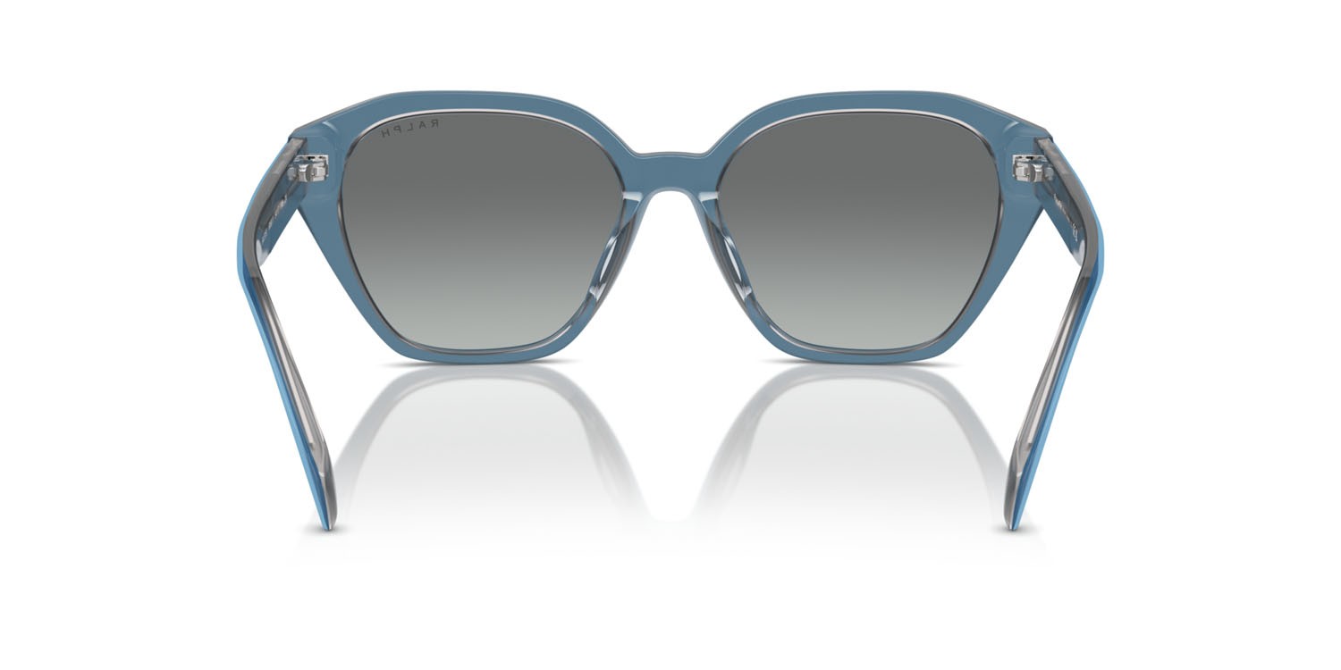 Sunglasses Ralph RA 5315U (606811) color shiny blue on milky grey shape cat eye lenses grigio sfumato