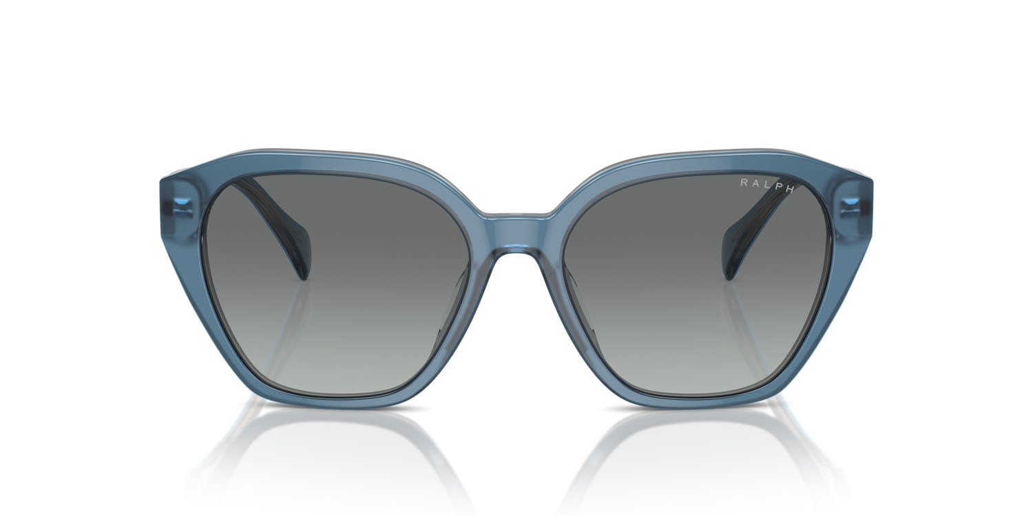 Sunglasses Ralph RA 5315U (606811) color shiny blue on milky grey shape cat eye lenses grigio sfumato