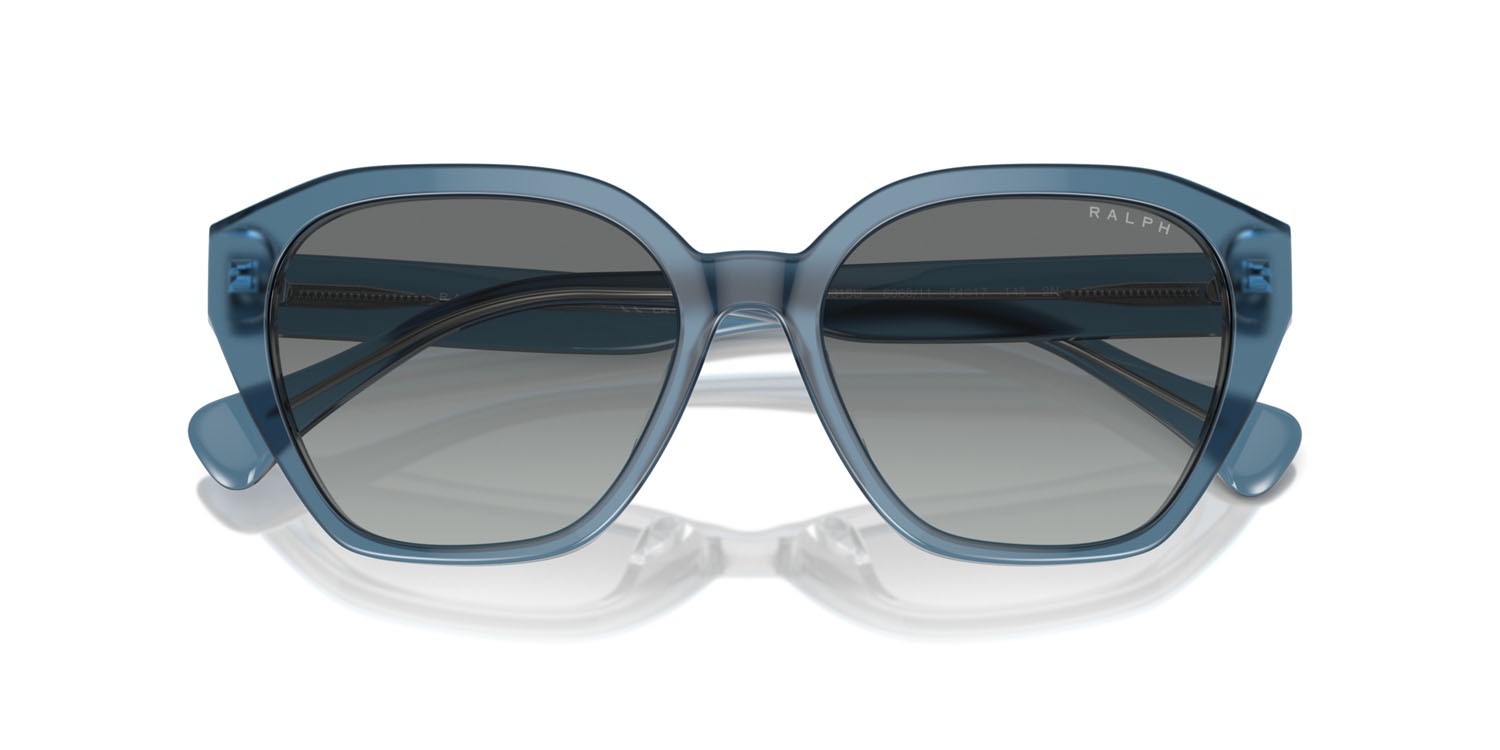 Sunglasses Ralph RA 5315U (606811) color shiny blue on milky grey shape cat eye lenses grigio sfumato