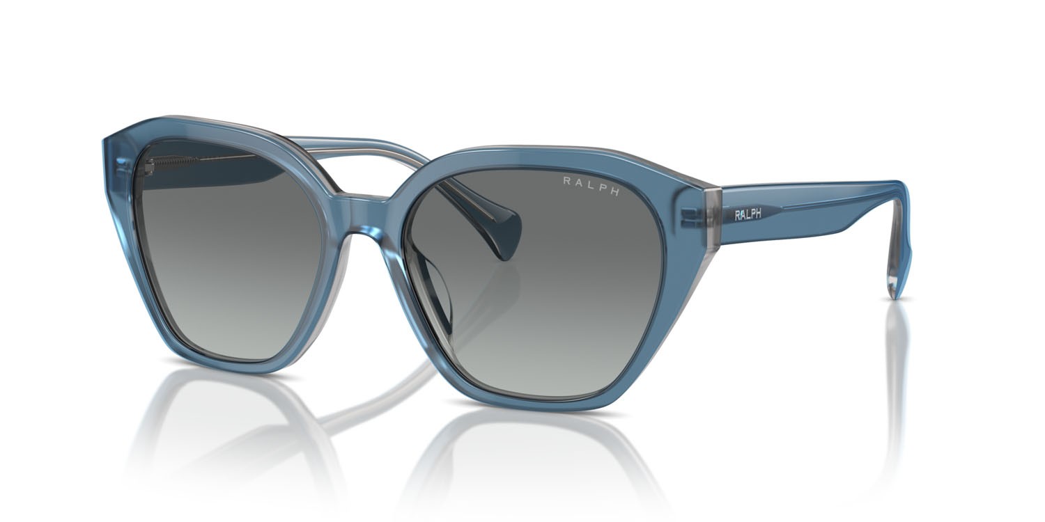 Sunglasses Ralph RA 5315U (606811) color shiny blue on milky grey shape cat eye lenses grigio sfumato