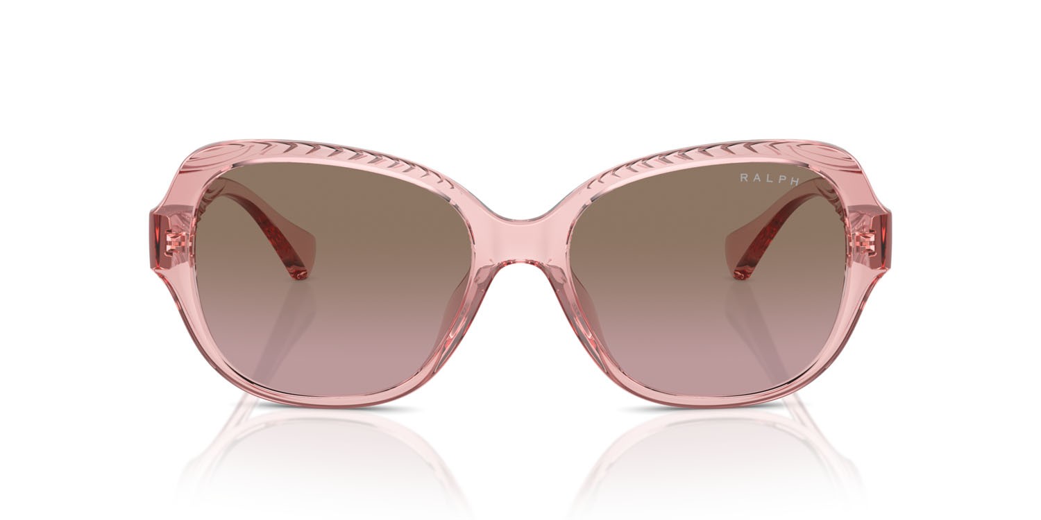 Sonnenbrillen Ralph RA 5316U (580114) farbe rosa trasparente lucido form rund gläser rosa sfumato marrone