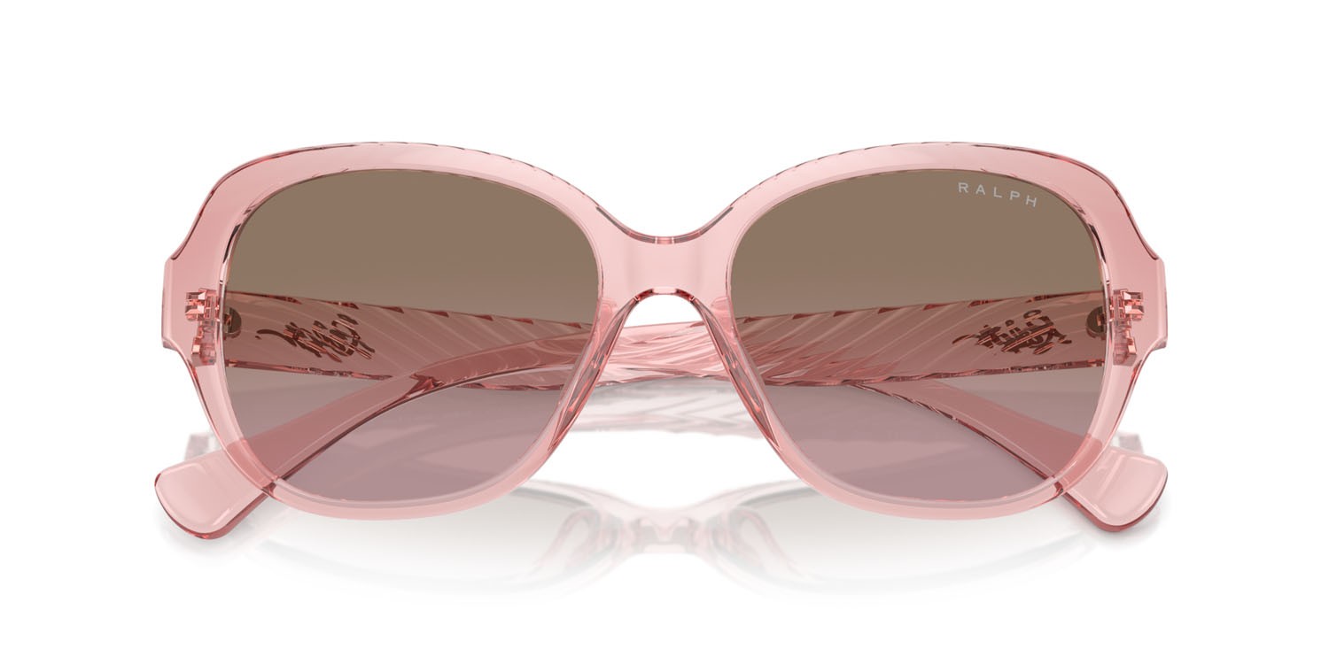 Sonnenbrillen Ralph RA 5316U (580114) farbe rosa trasparente lucido form rund gläser rosa sfumato marrone