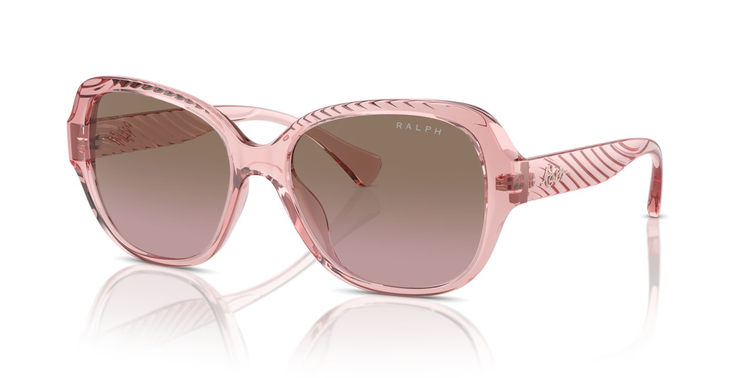 Sonnenbrillen Ralph RA 5316U (580114) farbe rosa trasparente lucido form rund gläser rosa sfumato marrone