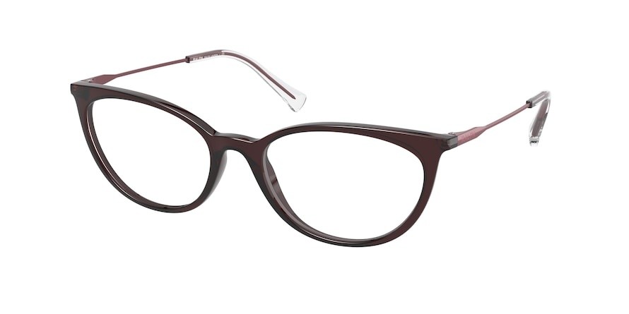 Brillen Ralph RA 7123 (5912) farbe shiny opaline burgundy form cat-eye gläser demo lens