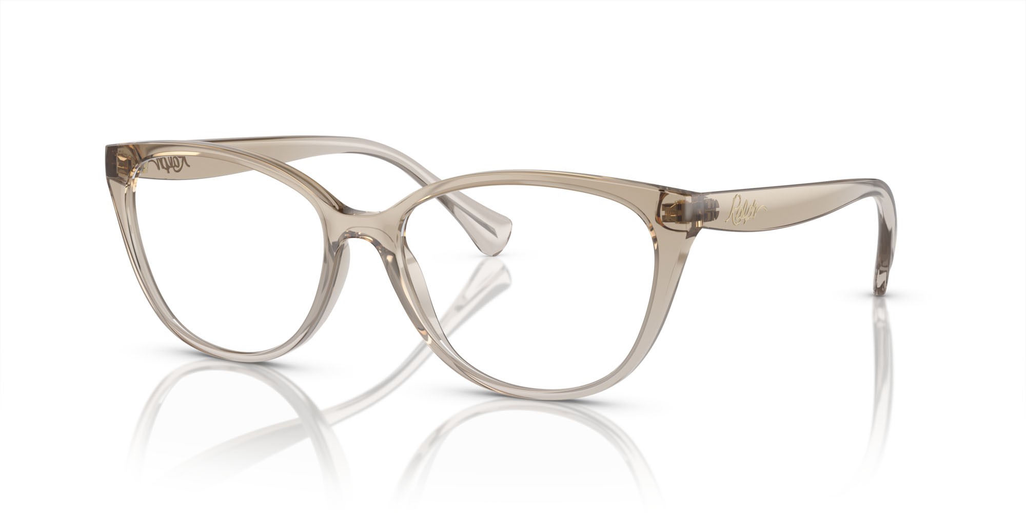 Eyeglasses Ralph RA 7135 (6126) color marrone brillante trasparente shape cat eye lenses lente demo