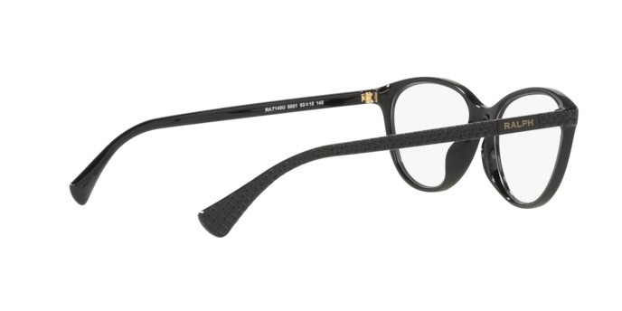 Brillen Ralph RA 7140U (5001) farbe shiny black form cat-eye gläser demo lens