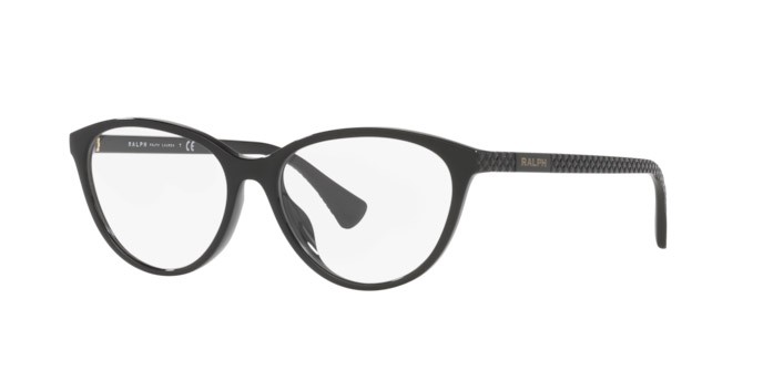 Brillen Ralph RA 7140U (5001) farbe shiny black form cat-eye gläser demo lens