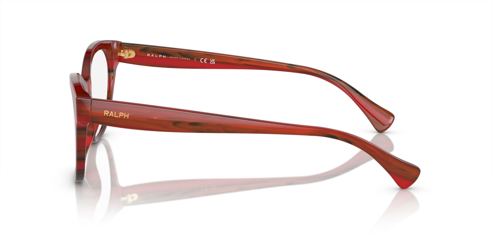 Eyeglasses Ralph RA 7141 (5989) color striato havana rosso shape cat eye lenses lente demo