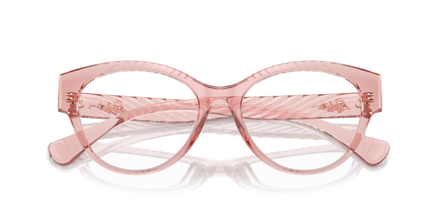 Eyeglasses Ralph RA 7164U (5801) color rosa trasparente lucido shape butterfly lenses lente demo