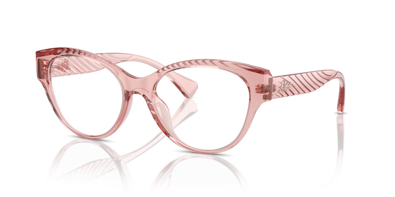 Eyeglasses Ralph RA 7164U (5801) color rosa trasparente lucido shape butterfly lenses lente demo