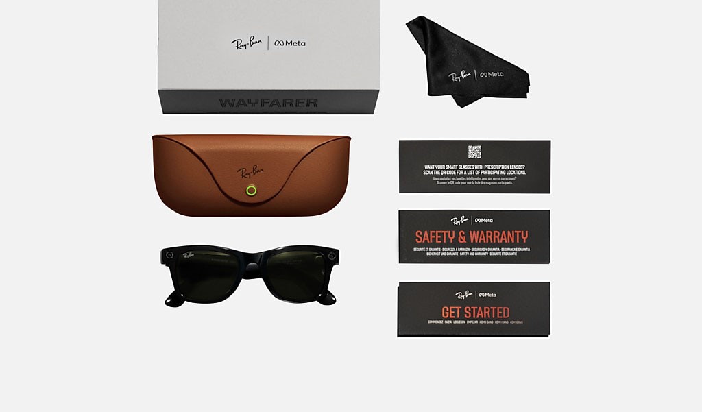 Occhiali da sole Ray-Ban Meta Smart Glasses Wayfarer RW 4006 (601/71) colore nero forma quadrato lenti verde