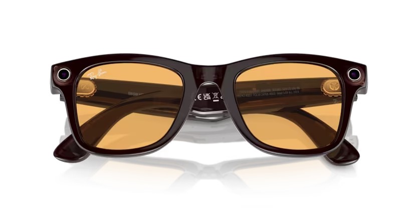Sonnenbrillen Ray-Ban Meta Smart Glasses Wayfarer RW 4006 (675385) farbe rebel black form quadratisch gläser ambra