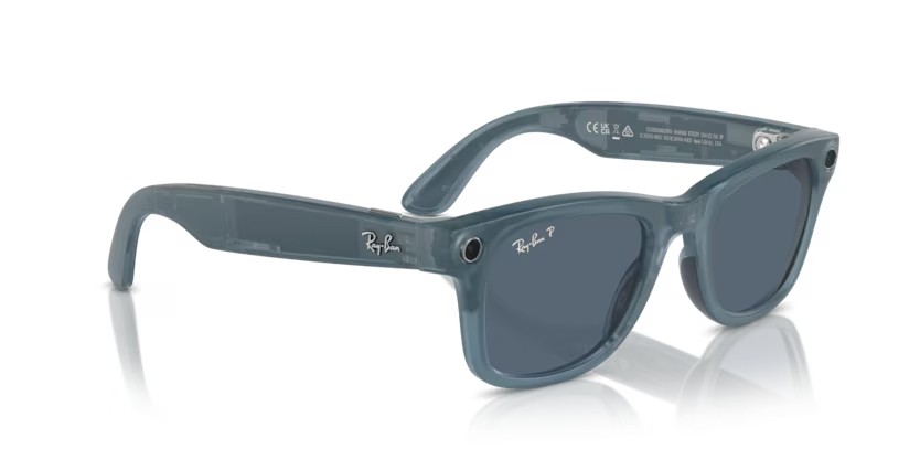 Sonnenbrillen Ray-Ban Meta Smart Glasses Wayfarer RW 4006 (67552V) farbe jeans form quadratisch gläser blu polvere