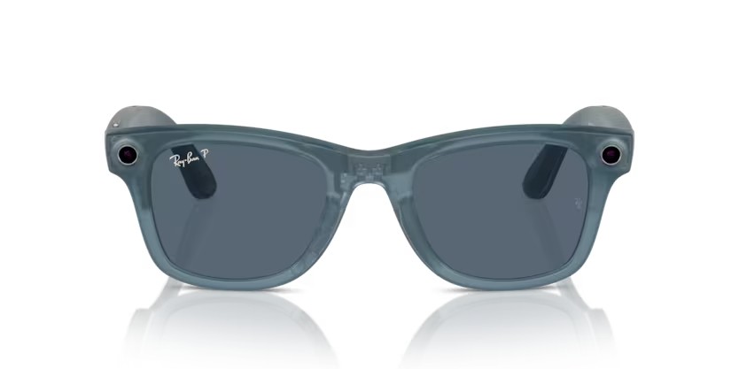 Sonnenbrillen Ray-Ban Meta Smart Glasses Wayfarer RW 4006 (67552V) farbe jeans form quadratisch gläser blu polvere