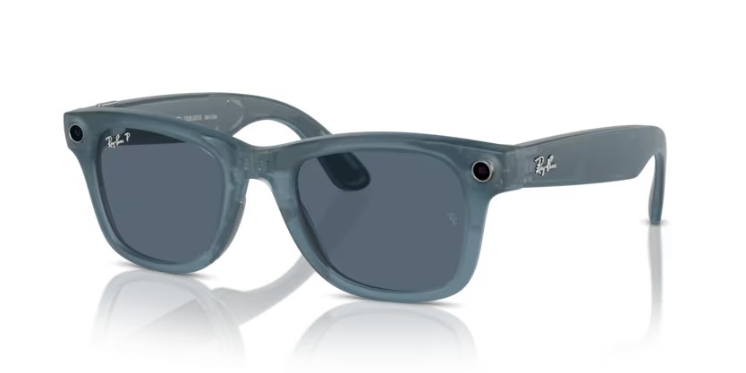 Sonnenbrillen Ray-Ban Meta Smart Glasses Wayfarer RW 4006 (67552V) farbe jeans form quadratisch gläser blu polvere