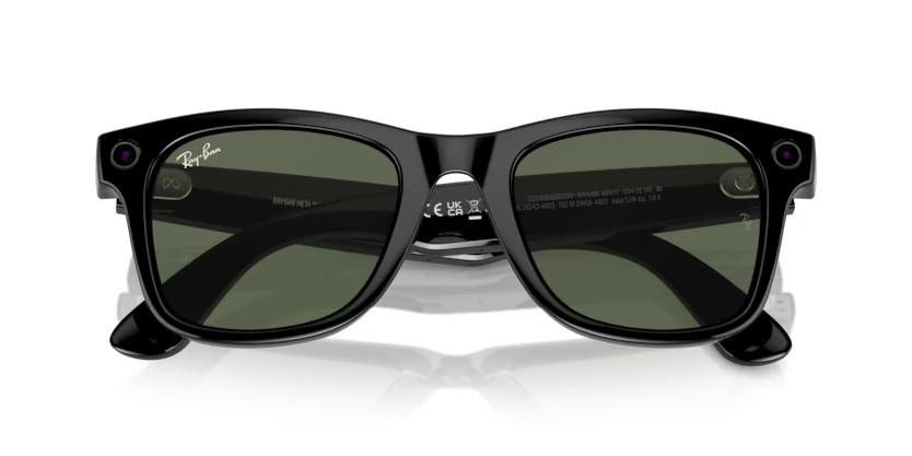 Sonnenbrillen Ray-Ban Meta Smart Glasses Wayfarer Large RW 4008 (601/71) farbe nero form quadratisch gläser verde