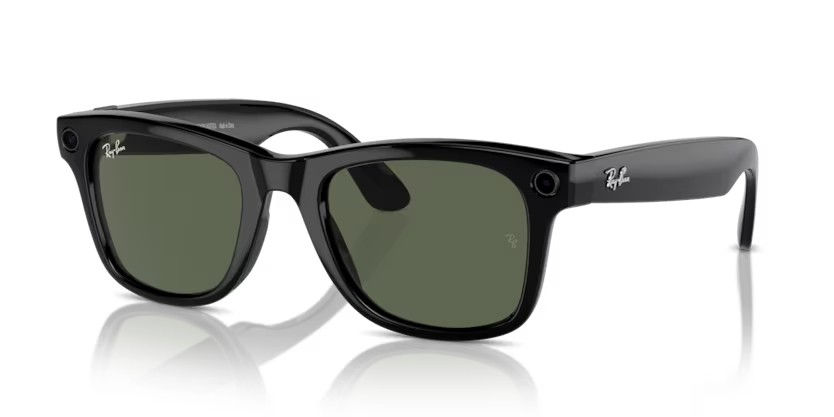 Sonnenbrillen Ray-Ban Meta Smart Glasses Wayfarer Large RW 4008 (601/71) farbe nero form quadratisch gläser verde