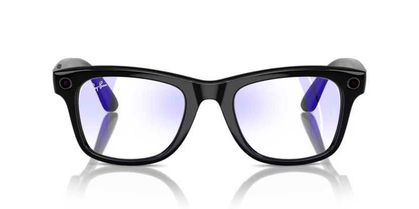 Sonnenbrillen Ray-Ban Meta Smart Glasses Wayfarer Large RW 4008 (601/SB) farbe nero form quadratisch gläser trasparente