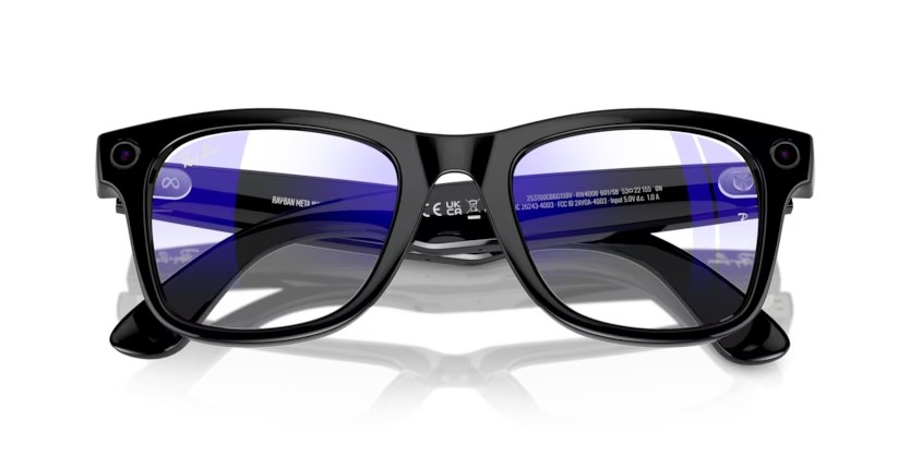 Sonnenbrillen Ray-Ban Meta Smart Glasses Wayfarer Large RW 4008 (601/SB) farbe nero form quadratisch gläser trasparente