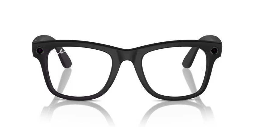 Sonnenbrillen Ray-Ban Meta Smart Glasses Wayfarer Large RW 4008 (601SM1) farbe nero form quadratisch gläser trasparente/verde