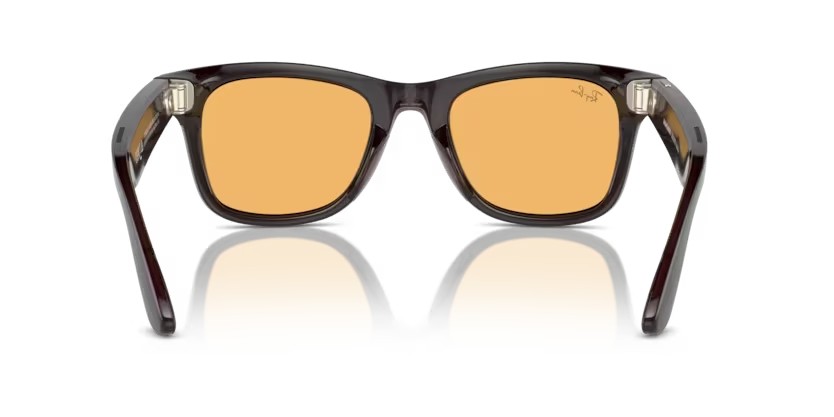Sonnenbrillen Ray-Ban Meta Smart Glasses Wayfarer Large RW 4008 (675385) farbe rebel black form quadratisch gläser ambra