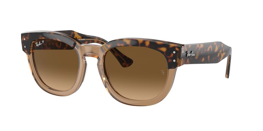 Occhiali da sole Ray-Ban Mega Hawkeye RB 0298S (1292M2) colore havana su marrone trasparente forma quadrato lenti marrone