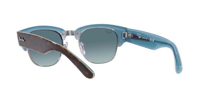 Occhiali da sole Ray-Ban Mega Clubmaster RB 0316S (13163M) colore havana su gunmetal forma quadrato lenti blu