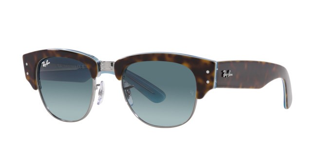 Occhiali da sole Ray-Ban Mega Clubmaster RB 0316S (13163M) colore havana su gunmetal forma quadrato lenti blu