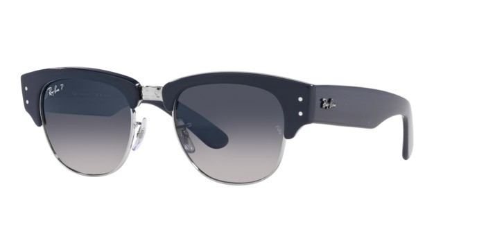 Occhiali da sole Ray-Ban Mega Clubmaster RB 0316S (136678) colore blu su argento forma quadrato lenti blu