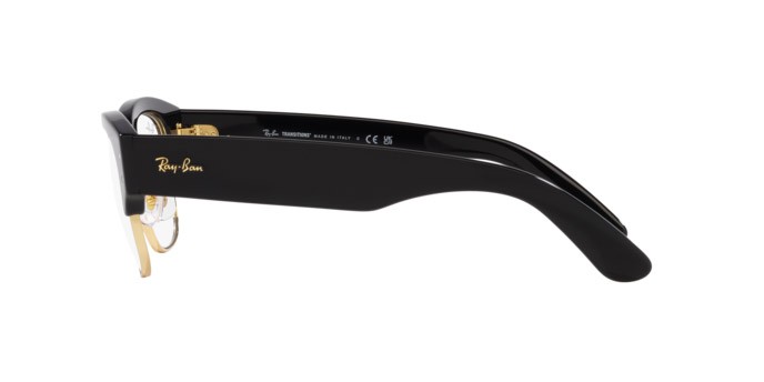 Occhiali da sole Ray-Ban Mega Clubmaster RB 0316S (901/GG) colore nero su oro forma quadrato lenti trasparente/blu
