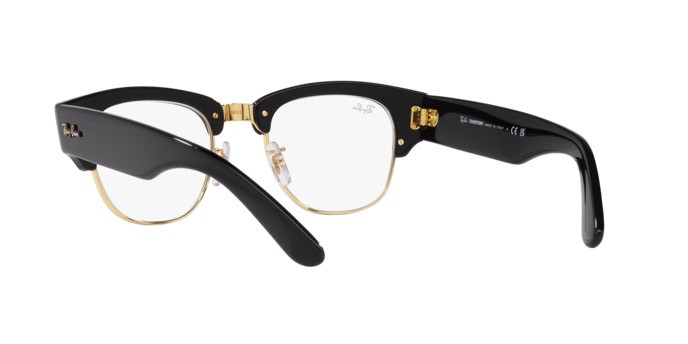 Occhiali da sole Ray-Ban Mega Clubmaster RB 0316S (901/GG) colore nero su oro forma quadrato lenti trasparente/blu