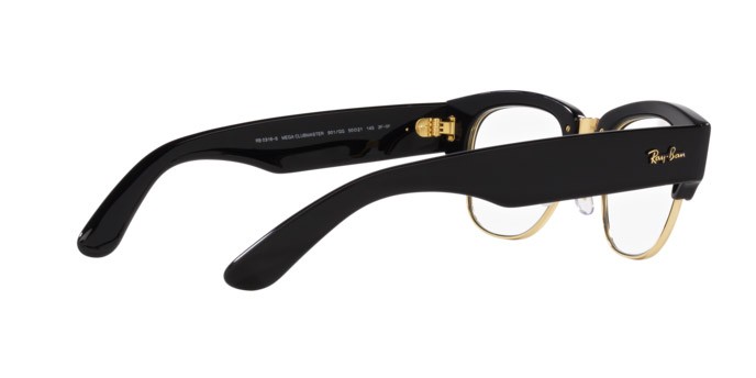 Occhiali da sole Ray-Ban Mega Clubmaster RB 0316S (901/GG) colore nero su oro forma quadrato lenti trasparente/blu