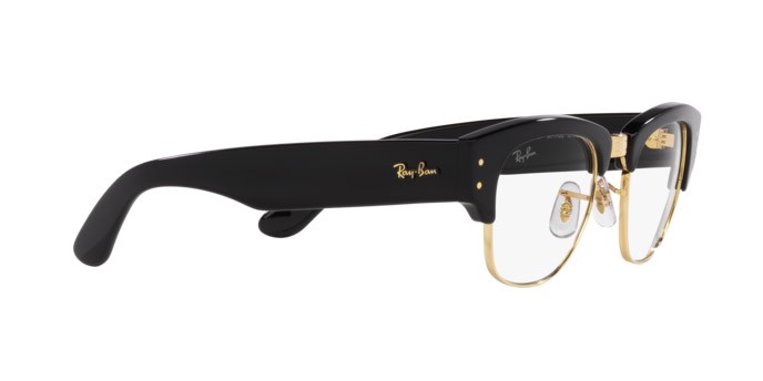 Occhiali da sole Ray-Ban Mega Clubmaster RB 0316S (901/GG) colore nero su oro forma quadrato lenti trasparente/blu