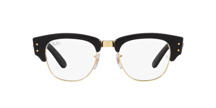 Occhiali da sole Ray-Ban Mega Clubmaster RB 0316S (901/GG) colore nero su oro forma quadrato lenti trasparente/blu