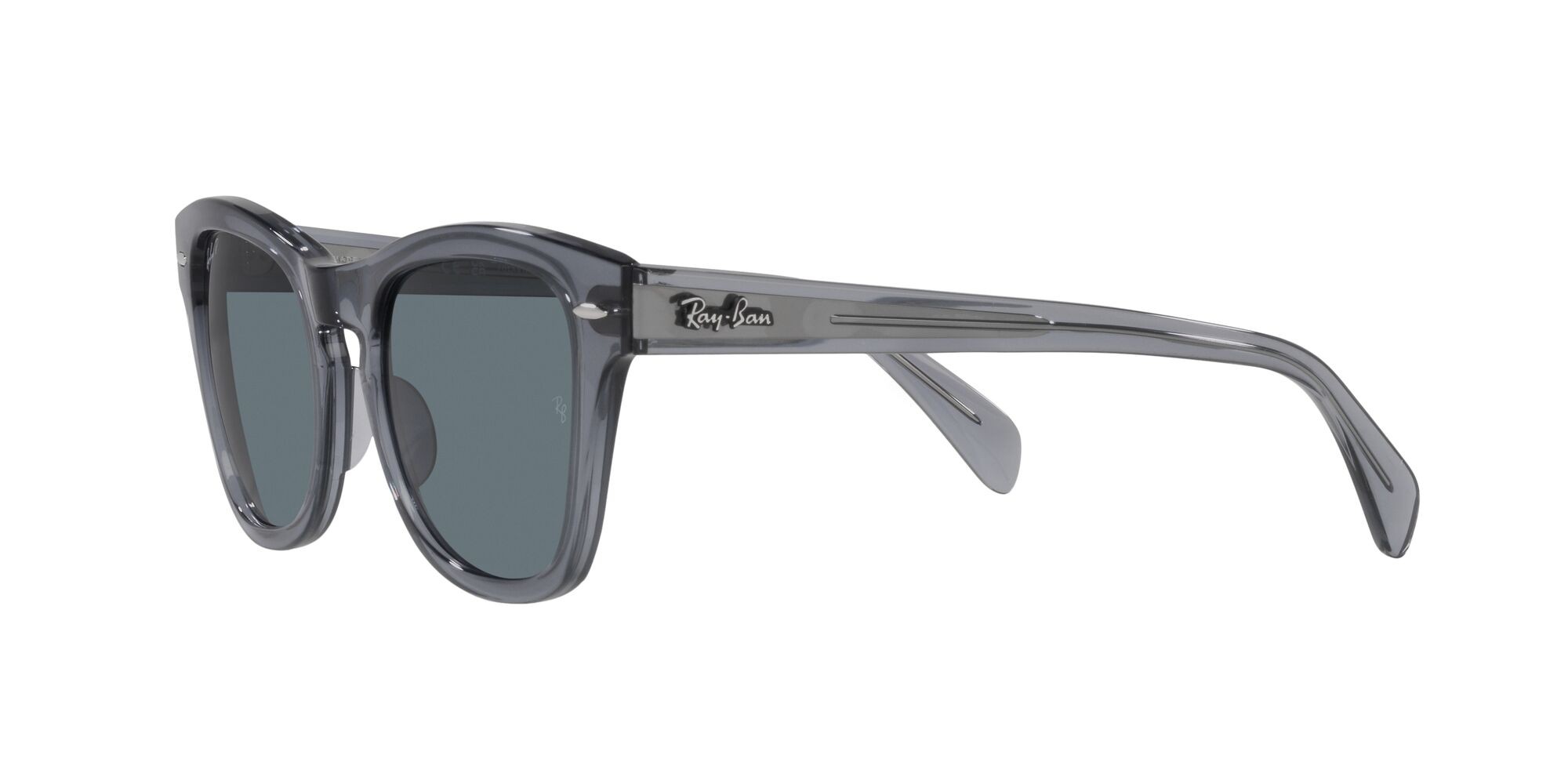 Sonnenbrillen Ray-Ban RB 0707S (66413R) farbe grigio trasparente form quadratisch gläser blu scuro