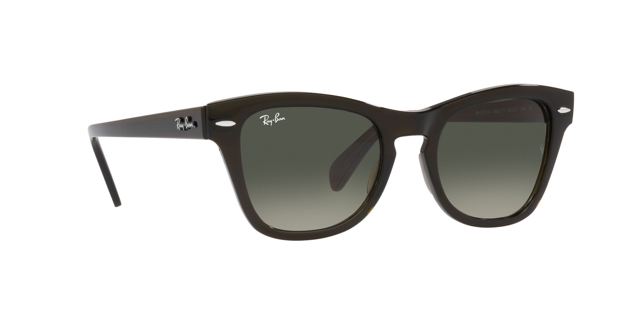 Sonnenbrillen Ray-Ban RB 0707S (664271) farbe verde oliva trasparente form quadratisch gläser grigio