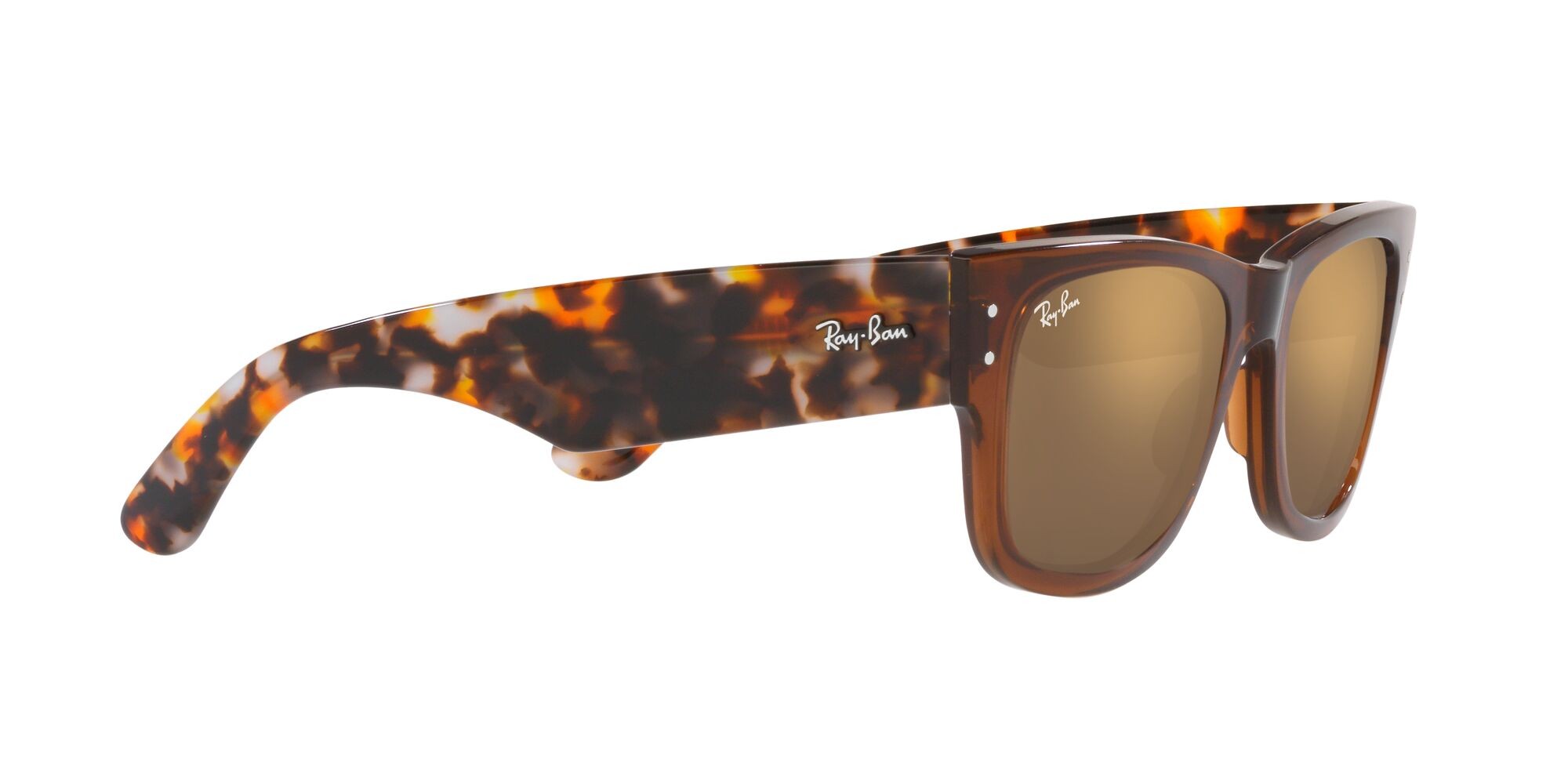 Sonnenbrillen Ray-Ban Mega Wayfarer RB 0840S (663693) farbe marrone trasparente form quadratisch gläser marrone chiaro specchiato oro