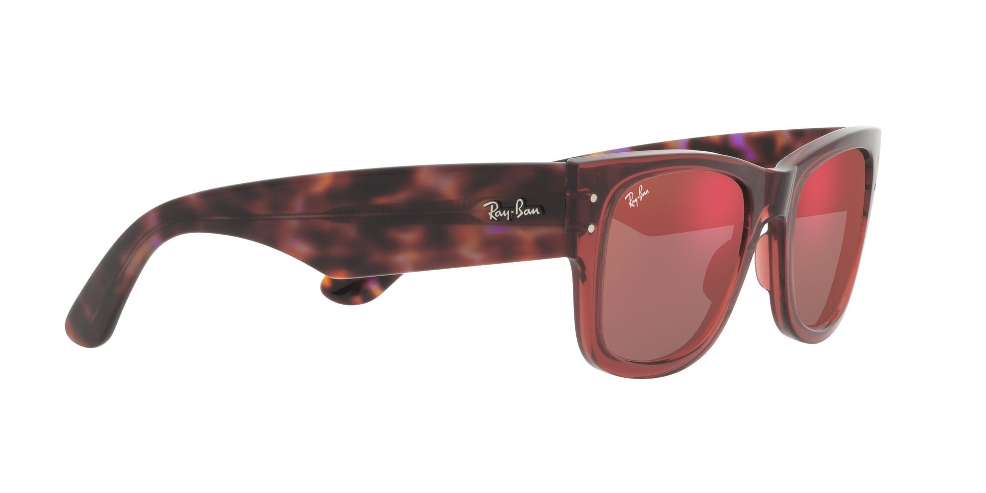 Occhiali da sole Ray-Ban Mega Wayfarer RB 0840S (66372K) colore rosa trasparente forma quadrato lenti rosso