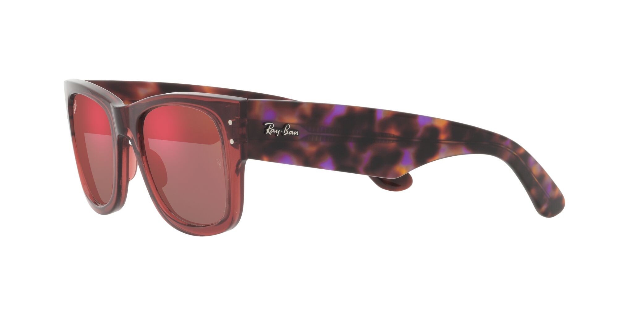 Occhiali da sole Ray-Ban Mega Wayfarer RB 0840S (66372K) colore rosa trasparente forma quadrato lenti rosso