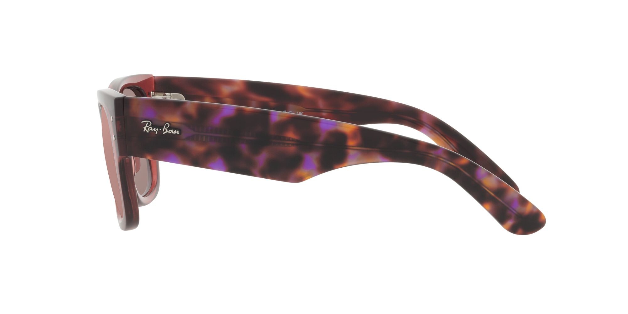 Occhiali da sole Ray-Ban Mega Wayfarer RB 0840S (66372K) colore rosa trasparente forma quadrato lenti rosso