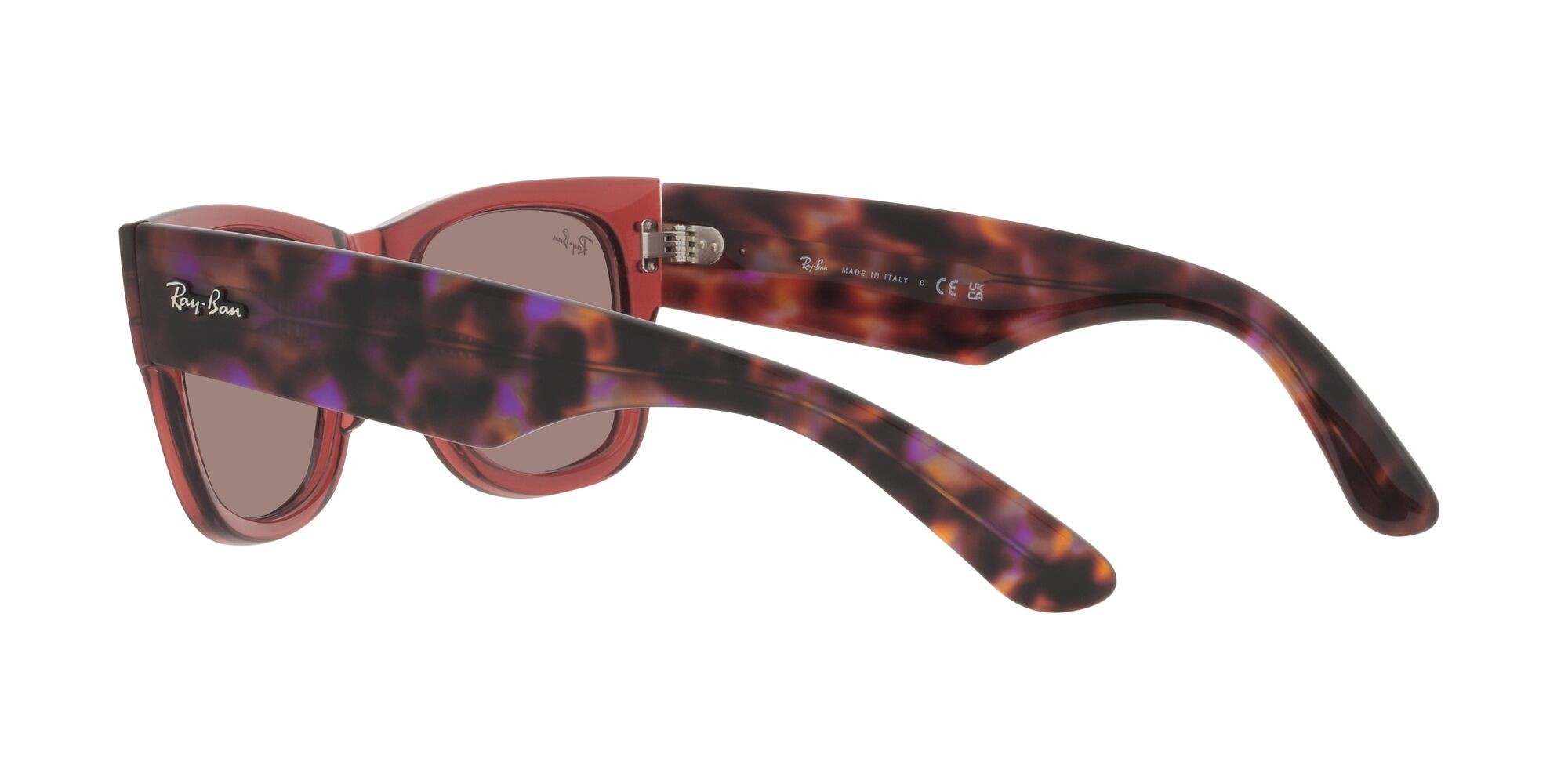 Occhiali da sole Ray-Ban Mega Wayfarer RB 0840S (66372K) colore rosa trasparente forma quadrato lenti rosso